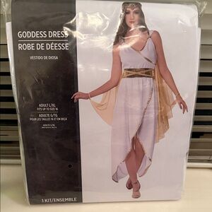 Adult woman's Goddess Dress White and Gold